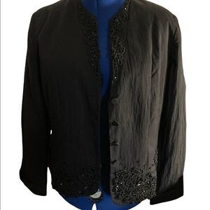 COLDWATER CREEK, Women’s Black Sequined, Button Down Blazer , Size 14‎